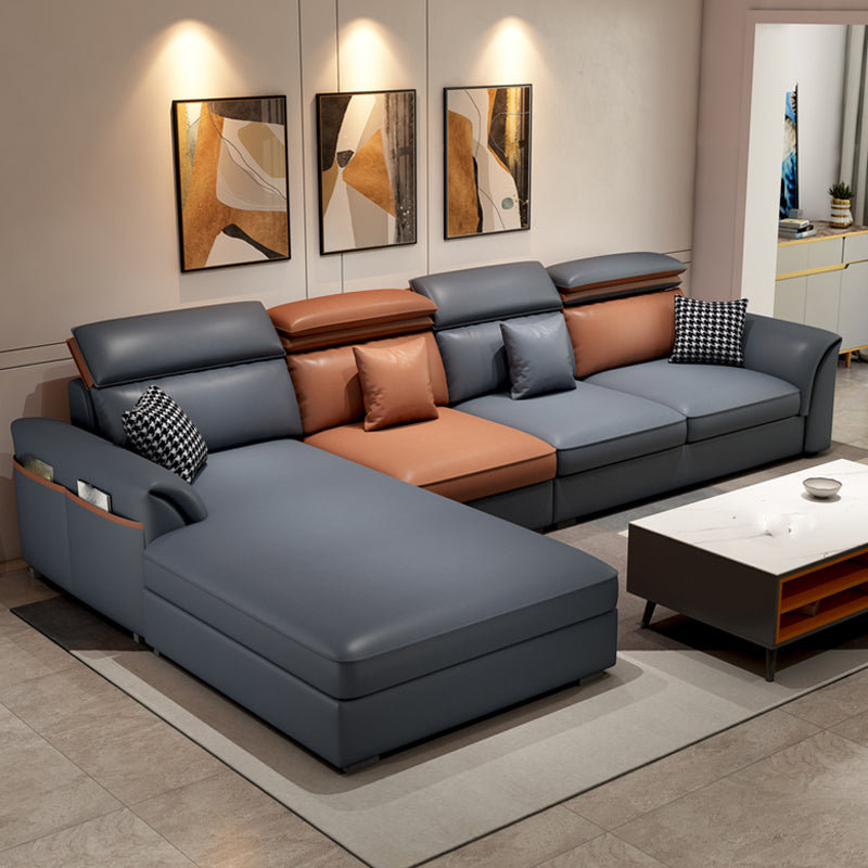 Pillow Top Arm Cushion Back Storage Sectional Sofa with Chaise