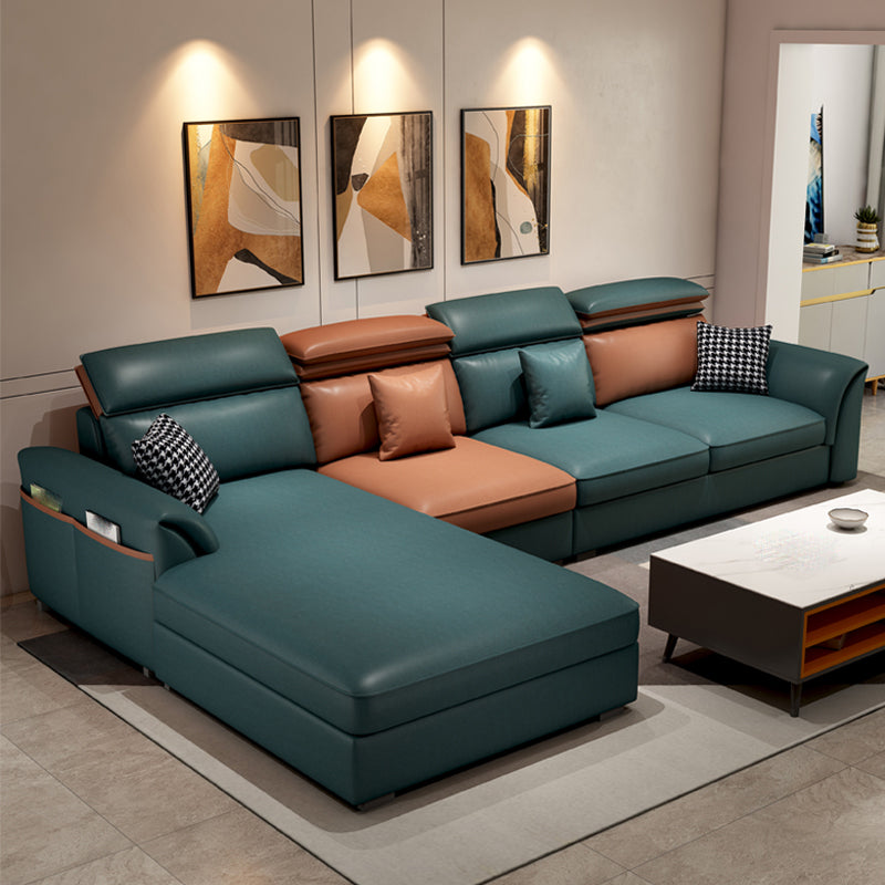 Pillow Top Arm Cushion Back Storage Sectional Sofa with Chaise