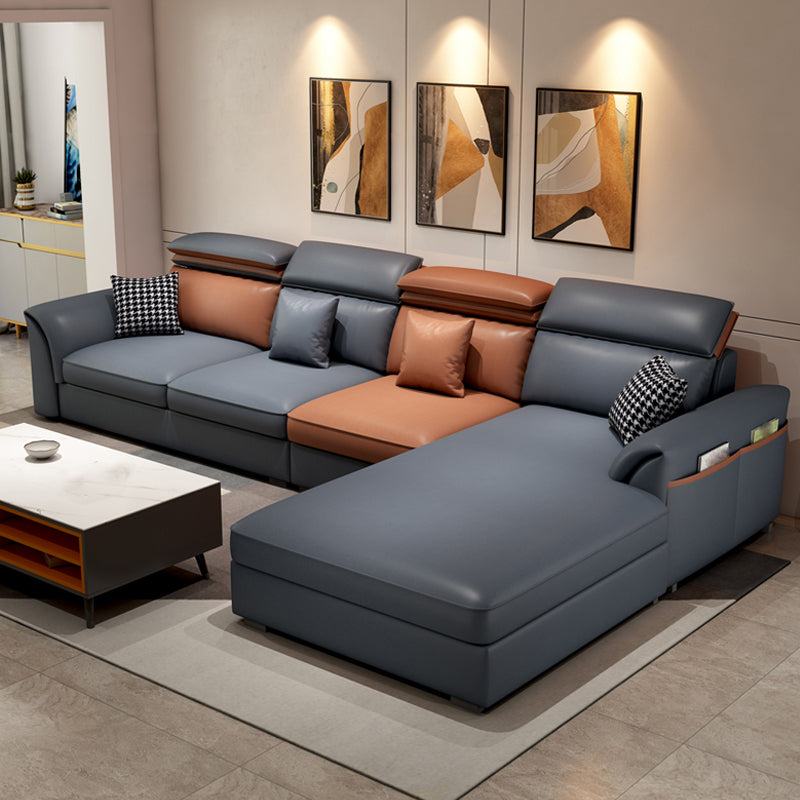 Pillow Top Arm Cushion Back Storage Sectional Sofa with Chaise