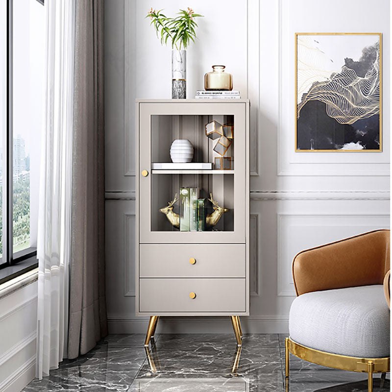 Glam Vertical Standard Bookcase Manufactured Wood Bookcase with Door and Drawers