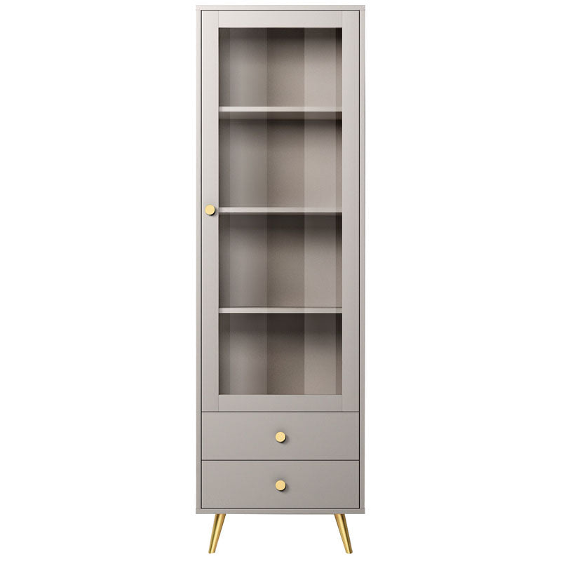 Glam Vertical Standard Bookcase Manufactured Wood Bookcase with Door and Drawers