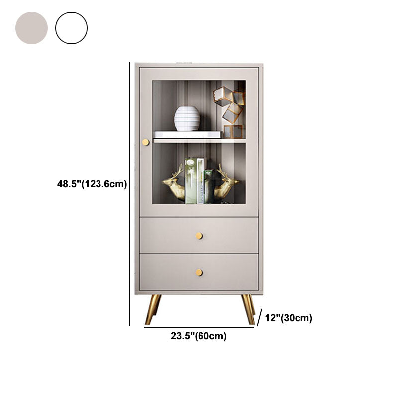 Glam Vertical Standard Bookcase Manufactured Wood Bookcase with Door and Drawers