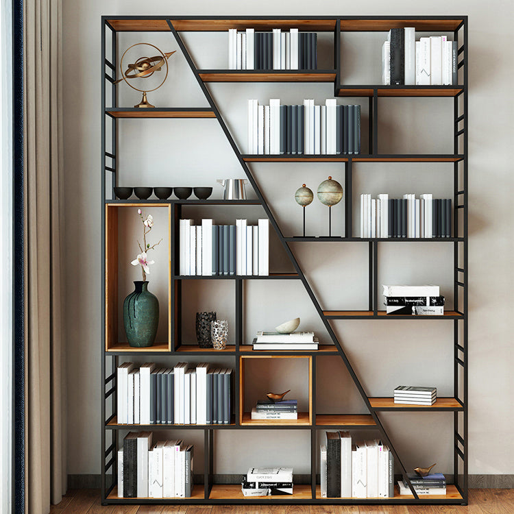9.84"W 78.74"H Bookcase Industrial Style Open Back Bookcase for Study Room Home Office