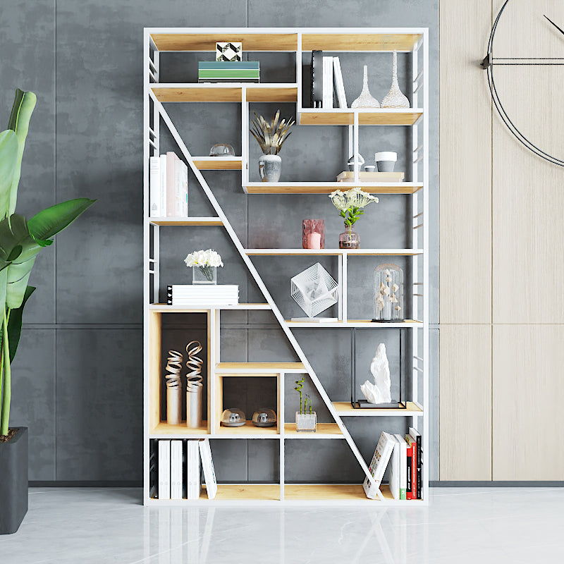 9.84"W 78.74"H Bookcase Industrial Style Open Back Bookcase for Study Room Home Office