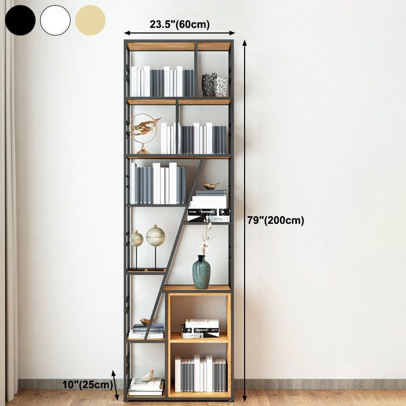 9.84"W 78.74"H Bookcase Industrial Style Open Back Bookcase for Study Room Home Office
