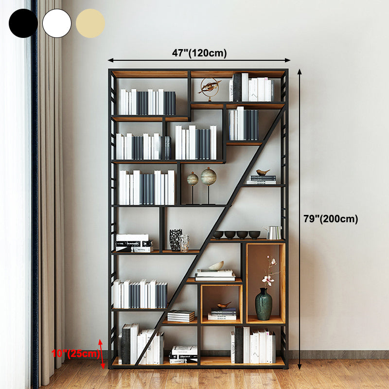 9.84"W 78.74"H Bookcase Industrial Style Open Back Bookcase for Study Room Home Office