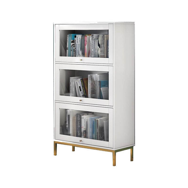 Glam Manufactured Wood Standard Bookcase Vertical Bookcase with Glass Doors