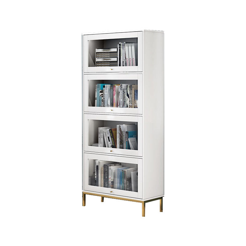 Glam Manufactured Wood Standard Bookcase Vertical Bookcase with Glass Doors