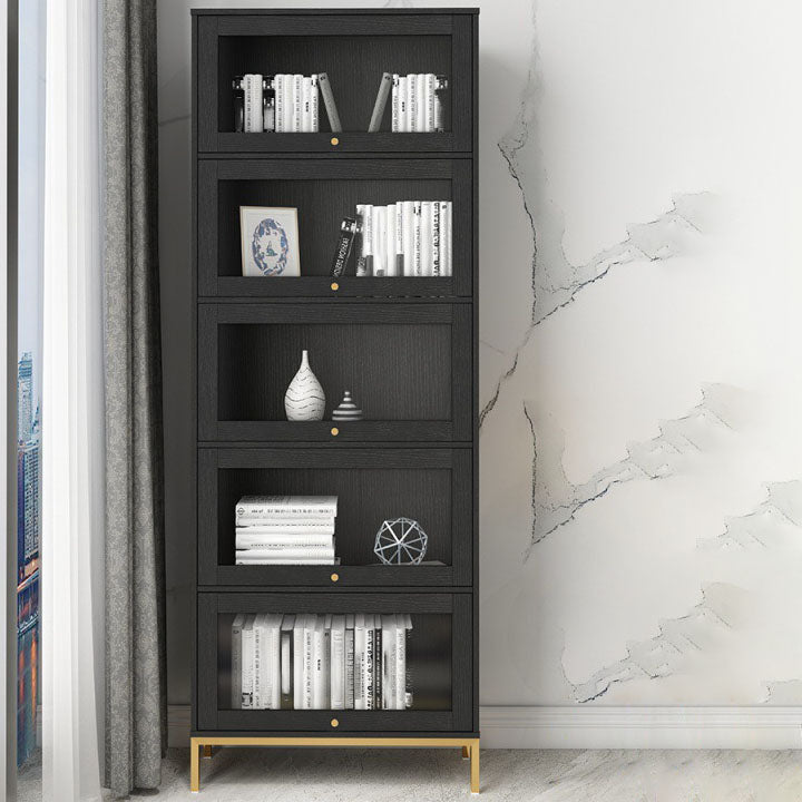 Glam Manufactured Wood Standard Bookcase Vertical Bookcase with Glass Doors