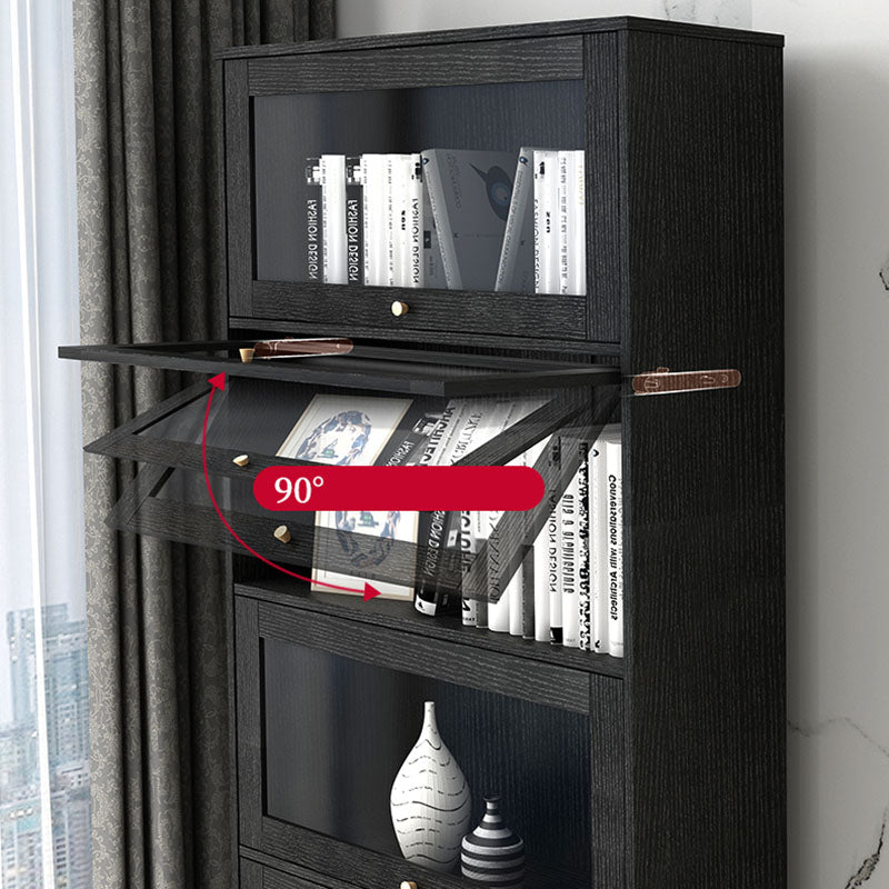 Glam Manufactured Wood Standard Bookcase Vertical Bookcase with Glass Doors