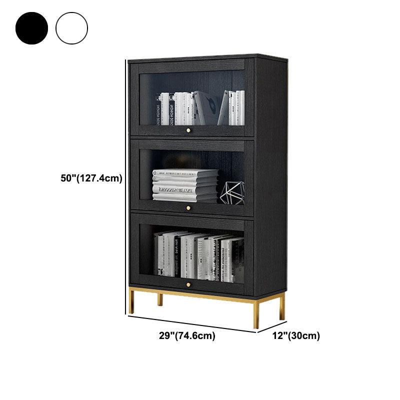 Glam Manufactured Wood Standard Bookcase Vertical Bookcase with Glass Doors