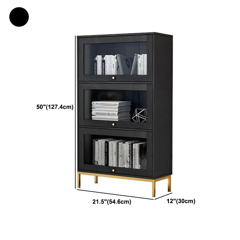 Glam Manufactured Wood Standard Bookcase Vertical Bookcase with Glass Doors
