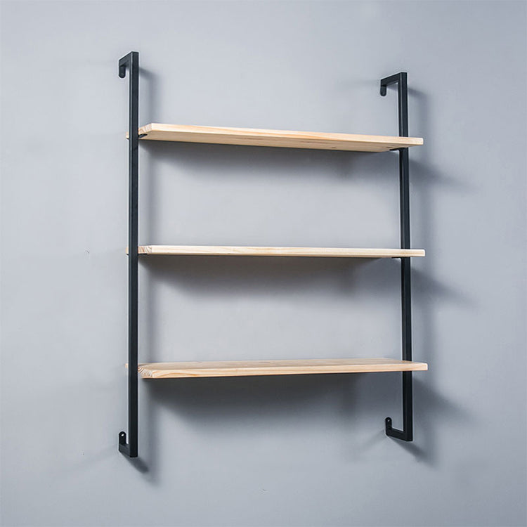 Industrial Wall Mounted Bookshelf Iron Frame Solid Wood Shelf Bookshelf