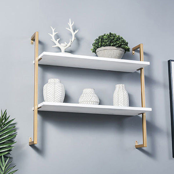 Industrial Wall Mounted Bookshelf Iron Frame Solid Wood Shelf Bookshelf