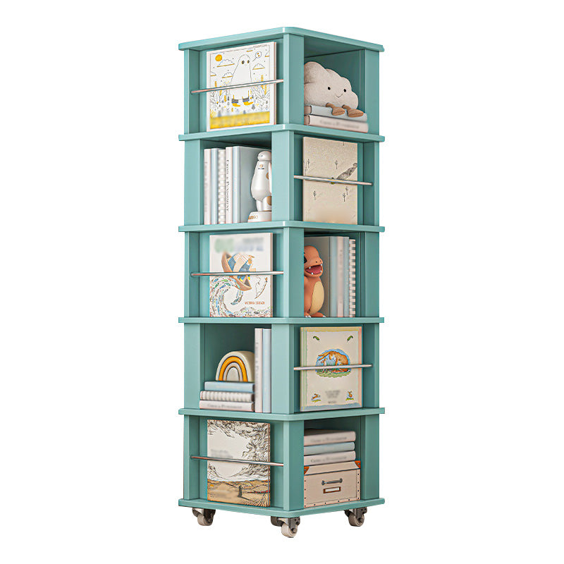 Libreria per angoli in legno fabbricato scandinavo libreria verticale con ruote di caster
