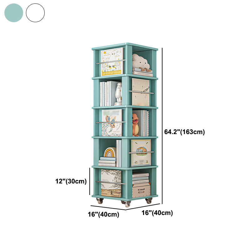 Libreria per angoli in legno fabbricato scandinavo libreria verticale con ruote di caster