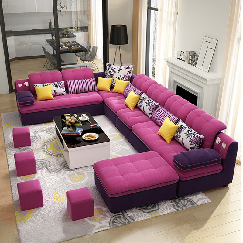 Cushion Back Sectional Tufted Pillow Top Arm Sofa for Living Room