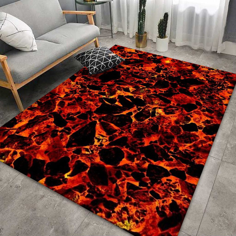Gold Contemporary Rug Polyester Abstract Print Rug Stain Resistant Rug for Living Room