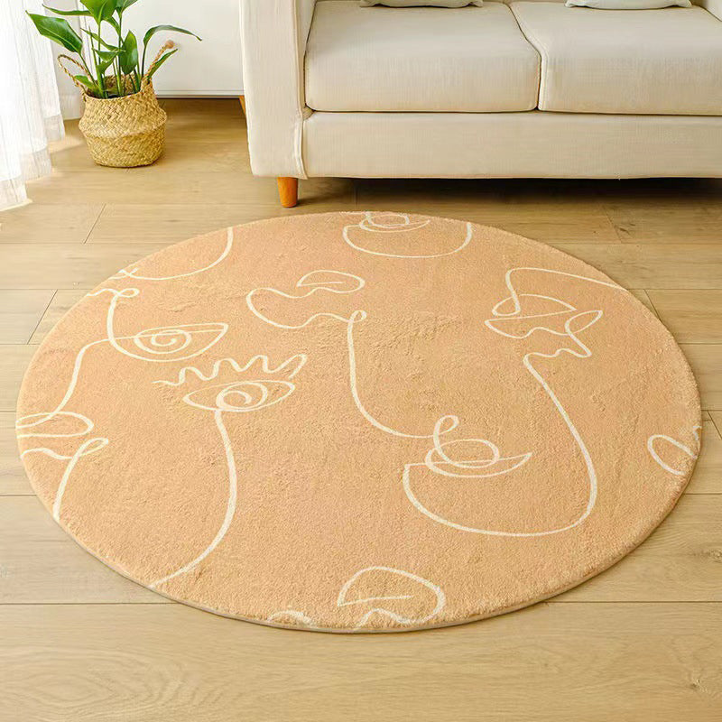 Dark Green Modern Rug Polyester Plant Rug Washable Rug for Living Room