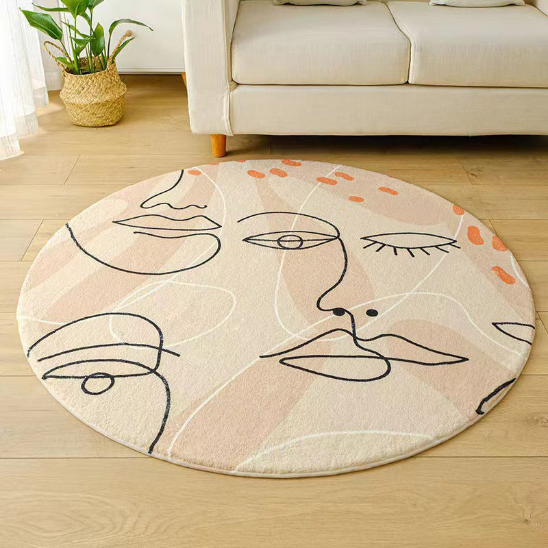 Dark Green Modern Rug Polyester Plant Rug Washable Rug for Living Room