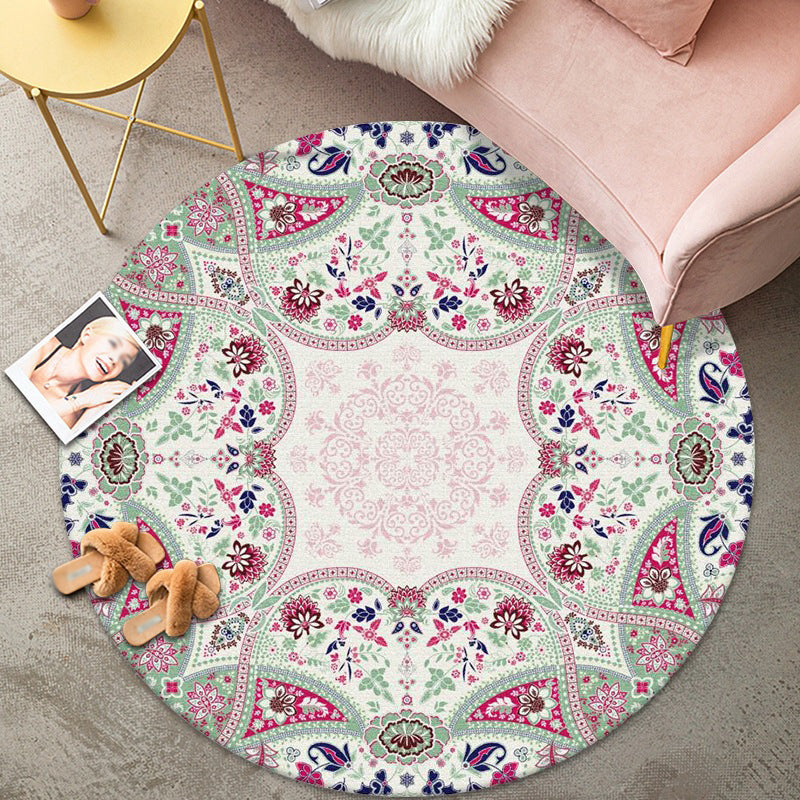 Denim Blue Graphic Rug Polyester Modern Rug Washable Rug for Living Room