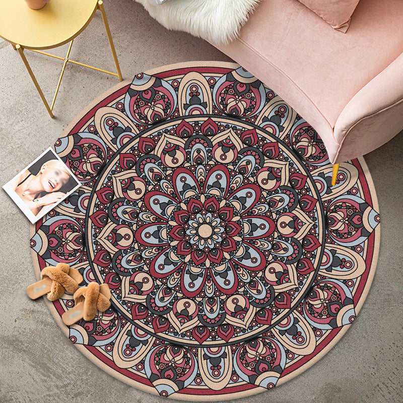 Denim Blue Graphic Rug Polyester Modern Rug Washable Rug for Living Room