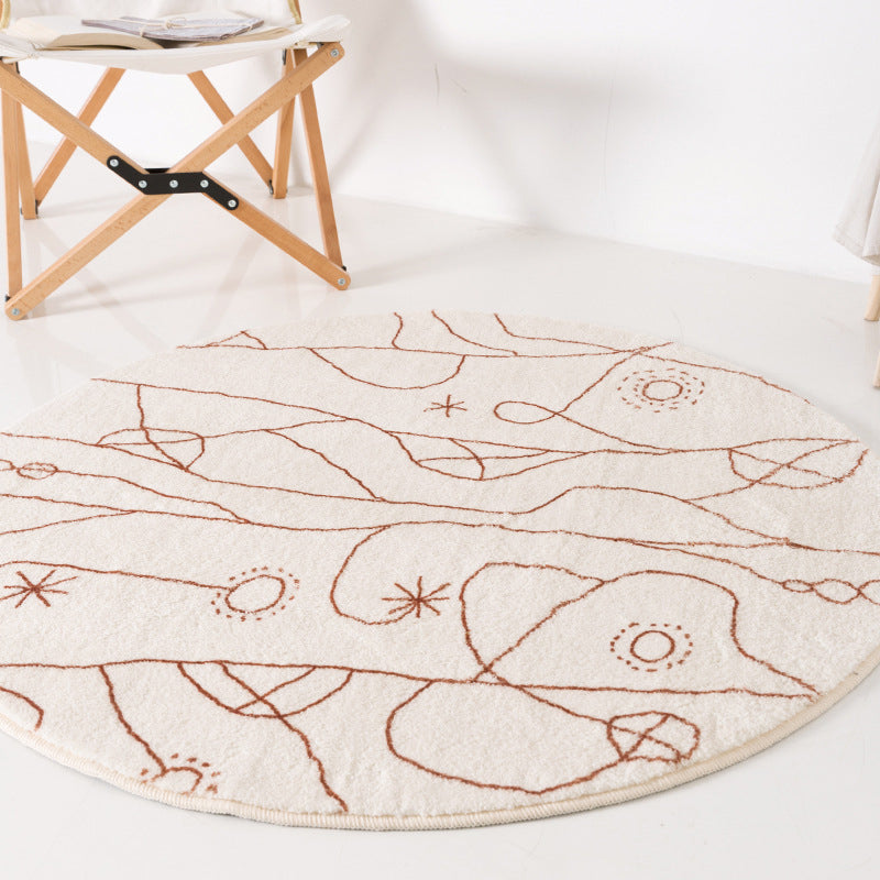 Wit Modern Rug Polyester Onregelmatige Lijn Tapijtwasbaar Tapijt voor woonkamer