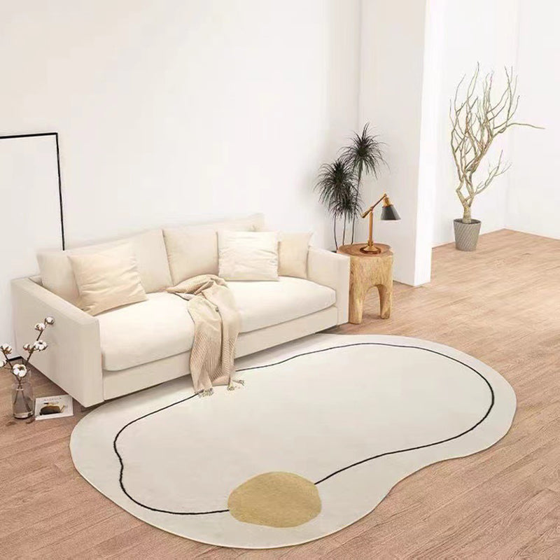 Beige Line Carpet Polyester Simple Carpet Stain Resistant Carpet for Home Decor