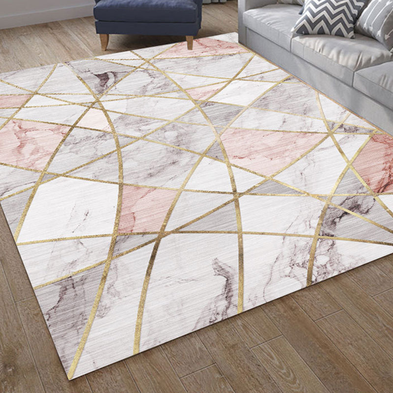Dunkelbrauner geometrischer Druckteppich Polyester Moderner Teppich Waschbar Teppich für Wohnzimmer