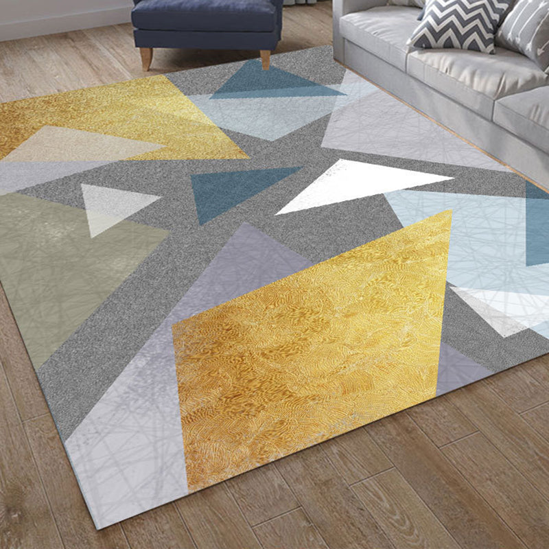 Dunkelbrauner geometrischer Druckteppich Polyester Moderner Teppich Waschbar Teppich für Wohnzimmer