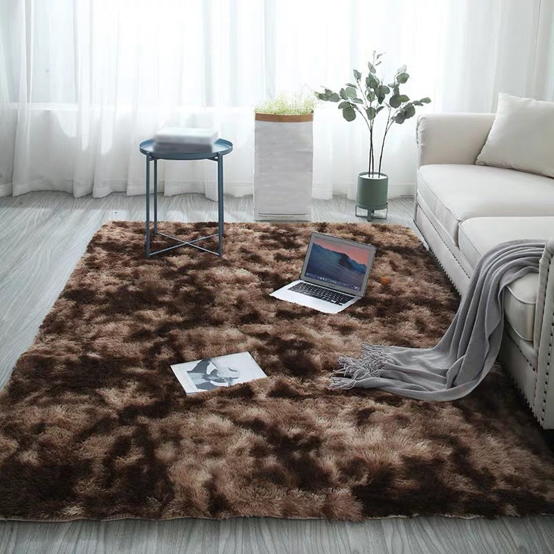 Yellow Casual Rug Polyester Tie-dye Rug Washable Rug for Living Room