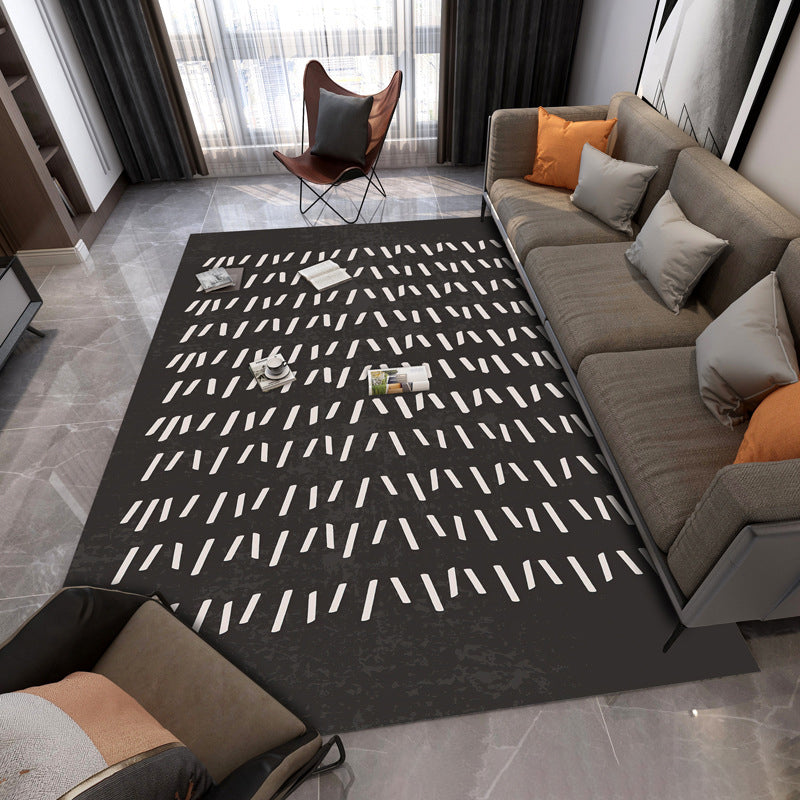 Zwart modern tapijten polyester gestreepte patroon tapijt wasbaar tapijt voor woonkamer