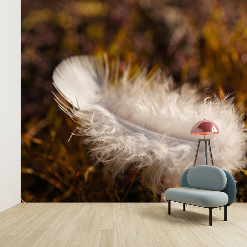 Eco-friendly Wall Mural Wallpaper Soft Feathers Photography Sitting Room Wall Mural