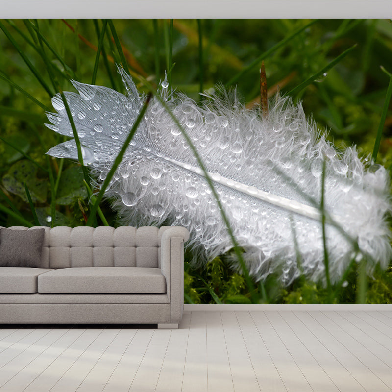 Soft Feathers Mildew Resistant Wallpaper Photography Sleeping Room Wall Mural