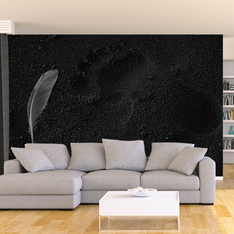 Photography Stain Resistant Mural Wallpaper Soft Feathers Sleeping Room Wall Mural