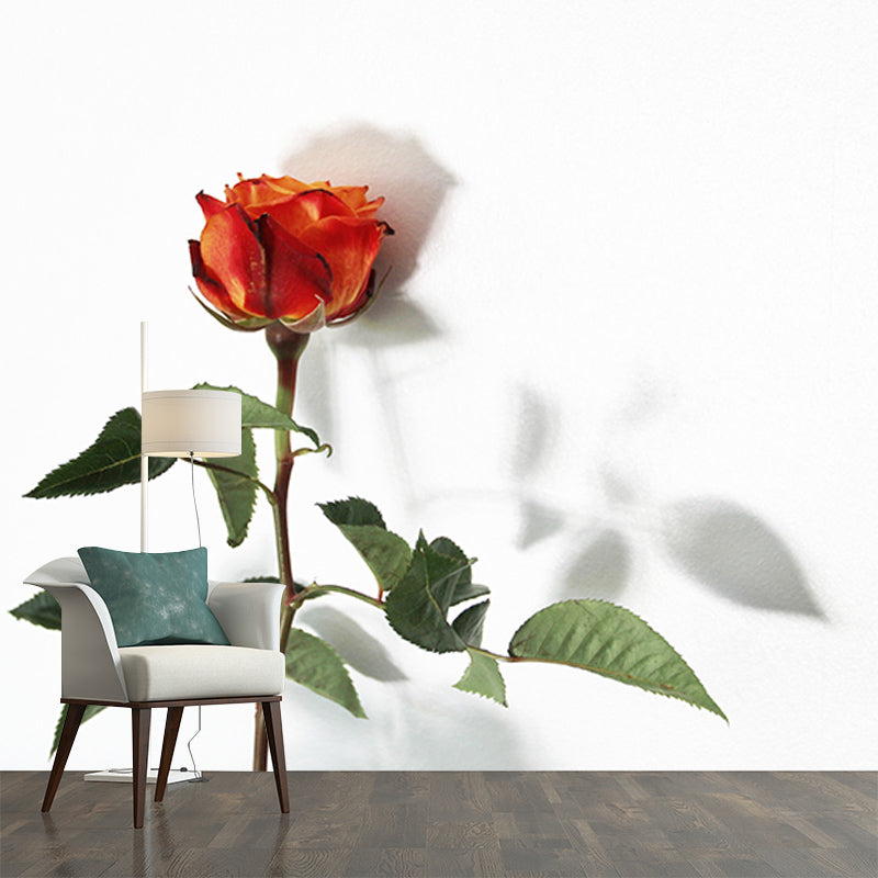 Romantic Rose Resistant Mural Wallpaper Environment Friendly Sleeping Room Wall Mural