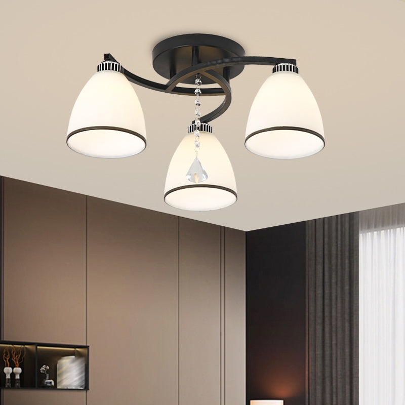 Light de plafond en verre moderne noir Multi Light Flush Mount Plafond Light for Dining Room