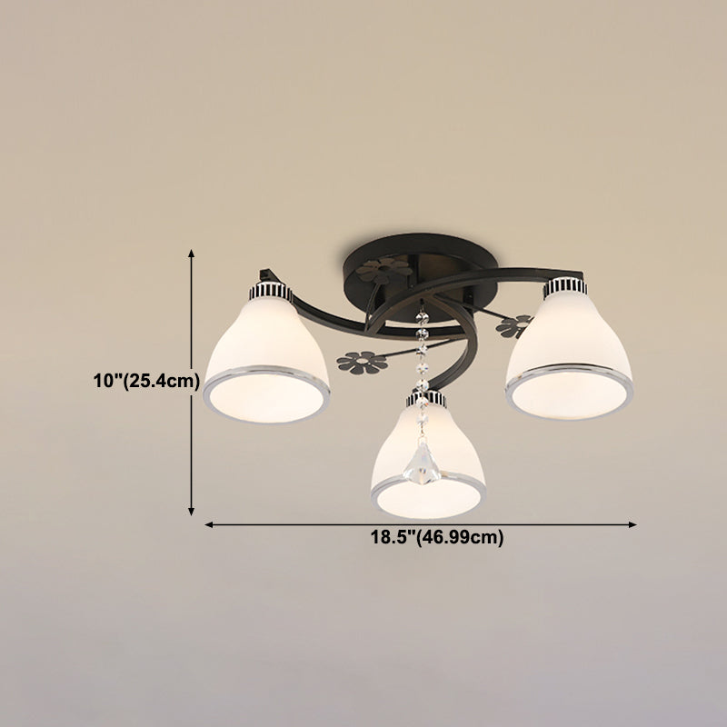 Light de plafond en verre moderne noir Multi Light Flush Mount Plafond Light for Dining Room