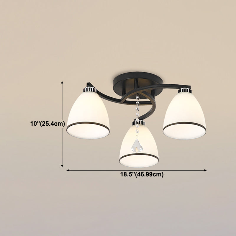 Light de plafond en verre moderne noir Multi Light Flush Mount Plafond Light for Dining Room