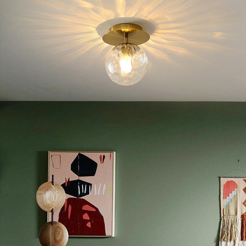1 Light Spherical Ceiling Light Modern Style Glass Ceiling Lighting for Dining Room