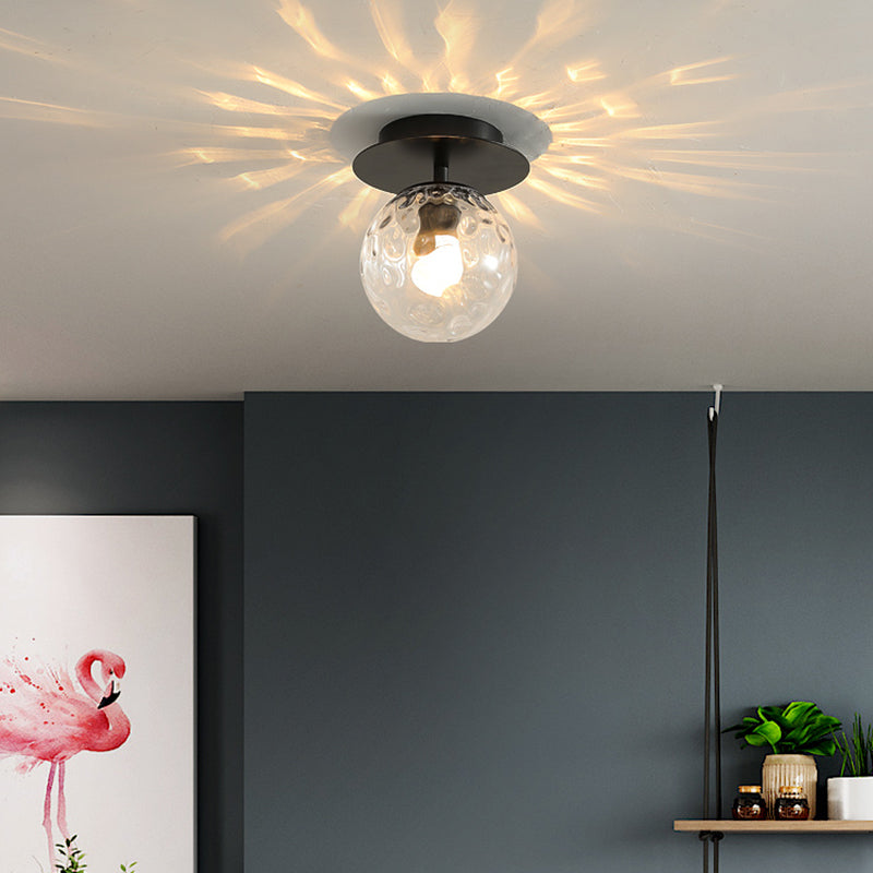 1 Light Spherical Ceiling Light Modern Style Glass Ceiling Lighting for Dining Room