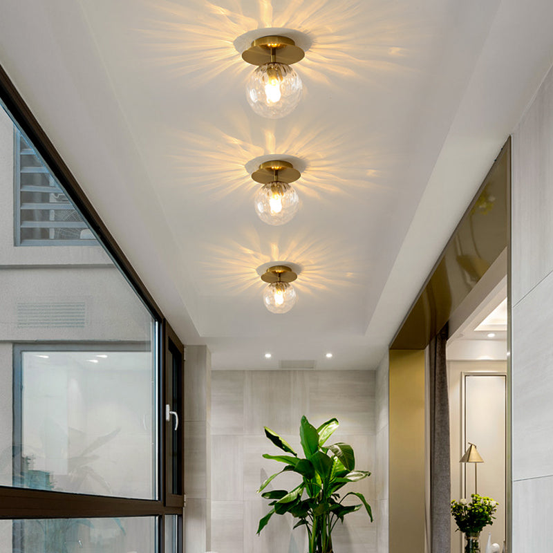 1 Light Spherical Ceiling Light Modern Style Glass Ceiling Lighting for Dining Room