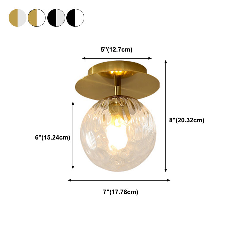 1 Light Spherical Ceiling Light Modern Style Glass Ceiling Lighting for Dining Room