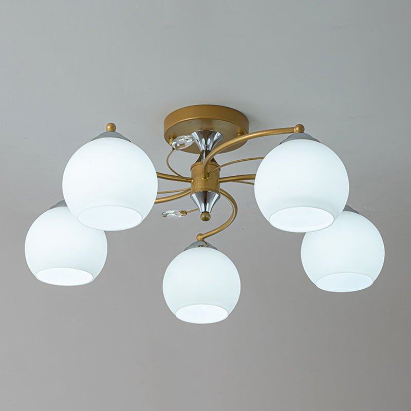 Lámpara de montaje de semi raspadilla de sala de estar de estilo moderno de techo de techo de techo de tono de cúpula