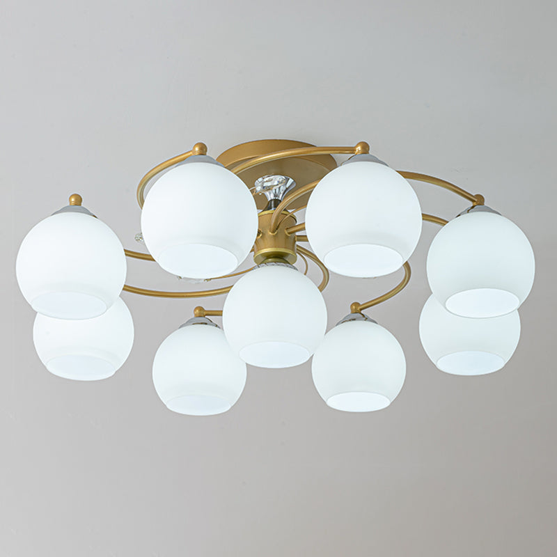 Lámpara de montaje de semi raspadilla de sala de estar de estilo moderno de techo de techo de techo de tono de cúpula