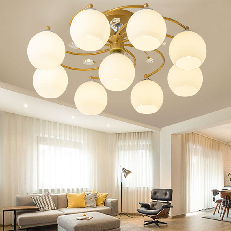 Lámpara de montaje de semi raspadilla de sala de estar de estilo moderno de techo de techo de techo de tono de cúpula