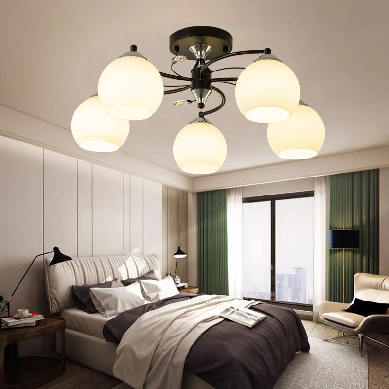 Lámpara de montaje de semi raspadilla de sala de estar de estilo moderno de techo de techo de techo de tono de cúpula