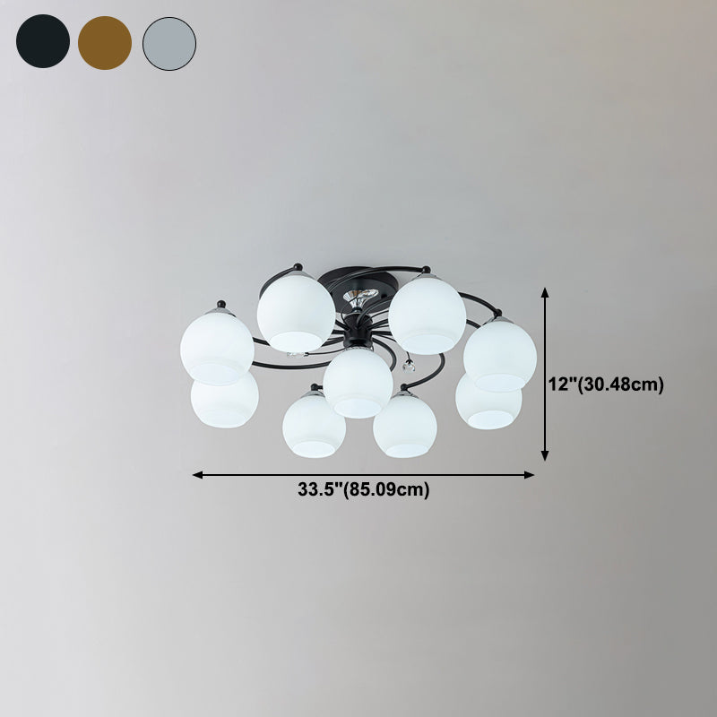 Lámpara de montaje de semi raspadilla de sala de estar de estilo moderno de techo de techo de techo de tono de cúpula