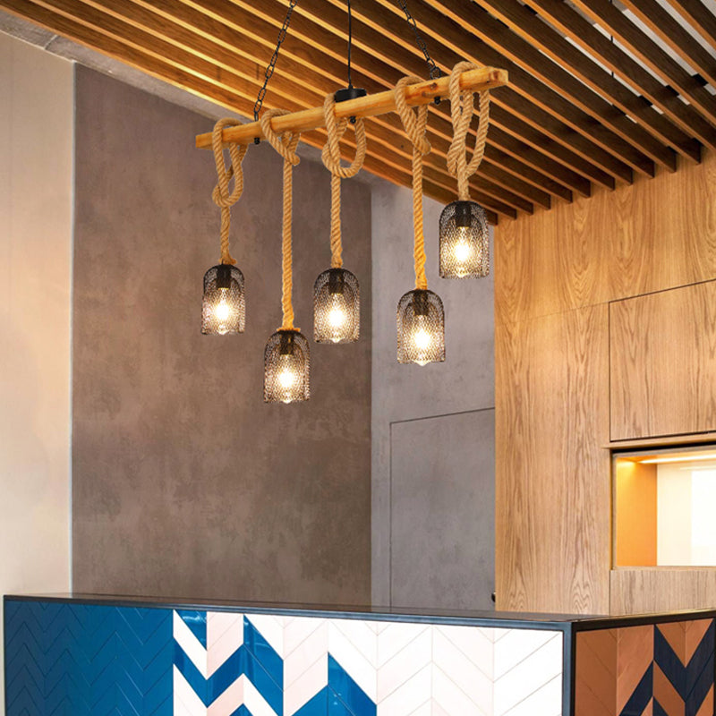 Pendentif îlot multi-léger de l'île métallique industrielle avec corde naturelle