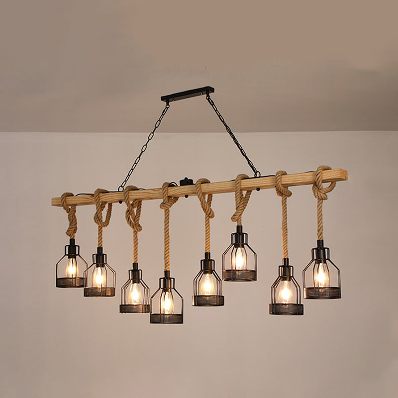 Colgante de isla múltiple de isla de metal industrial múltiple con cuerda natural